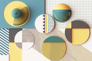 Design with composition of geometric shapes in pastel tone. 3d rendering illustration photo