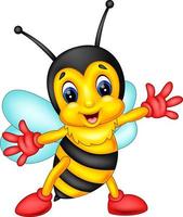 linda abeja de dibujos animados volando de ilustración vector