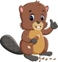 Cartoon cute beaver vector