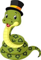linda caricatura de serpiente verde vector