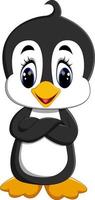 Cute penguin cartoon waving vector