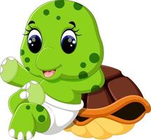 illustration of Cute turtle cartoon vector