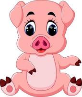 illustration of cute baby pig cartoon vector