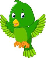 Cute green bird cartoon vector