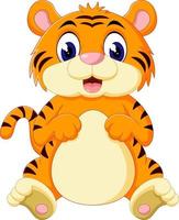 Cute tiger cartoon roaring vector