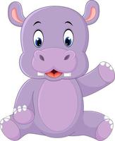 Cute hippo cartoon vector