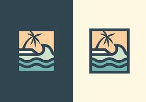 beach scenery logo design vector