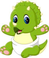 illustration of cute baby Triceratops cartoon vector