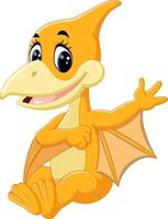 Cute pterodactyl cartoon vector