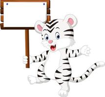 Cute white tiger cartoon vector