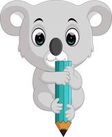 Cute koala holding pencil vector