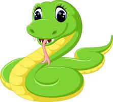 ilustración de dibujos animados lindo serpiente verde vector