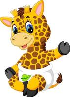 Cute giraffe cartoon of illustration vector