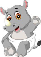 illustration of cute rhino cartoon vector