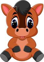 lindo caballo marrón de dibujos animados vector