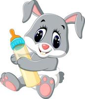 illustration of cute baby rabbit cartoon vector