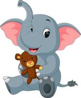 Cute elephant cartoon vector