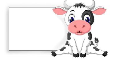 illustration of cute baby cow cartoon vector