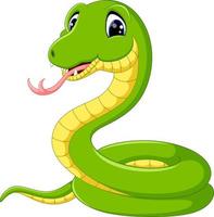 ilustración de dibujos animados lindo serpiente verde vector