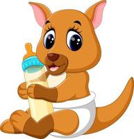 illustration of Cute baby kangaroo cartoon vector