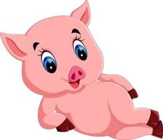 ilustración de dibujos animados lindo bebé cerdo vector