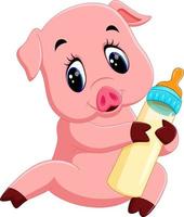 illustration of cute baby pig cartoon vector