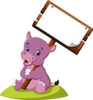 Cute hippo cartoon vector