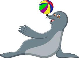 ilustración de una foca de circo jugando una pelota vector