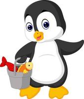 penguin fishing cartoon vector