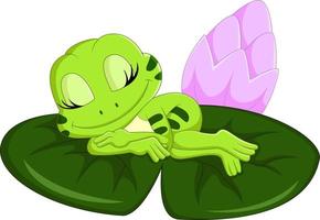 Cute frog sleeping cartoon vector