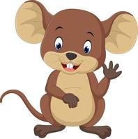 Cute mouse cartoon waving vector