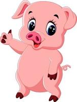 Cute pig cartoon posing vector