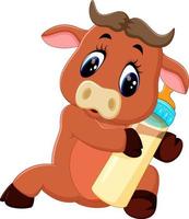 illustration of cute baby bull cartoon vector