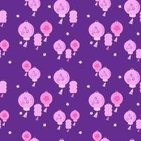 Oriental Lanterns Seamless Repeat Pattern vector