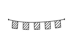 Cute festive bunting for a party isolated on white background. Vector hand-drawn illustration in doodle style. Perfect for holiday designs, cards, decorations, logo.