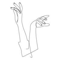 continuous line drawing hands gesture. Simple one line draw doodle for world campaign concept. Isolated vector illustration minimalist design on white background