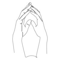 Placing your hands in a steeple gesture show domination to others signals single continuous line drawing. Hand drawn style design for communication concept. vector