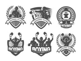 Illustration of black and white boxing logo set vector