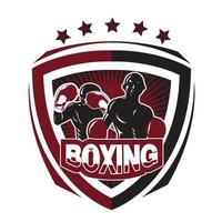 Ilustración del logotipo de boxeo. Concepto de dos ganadores. vector