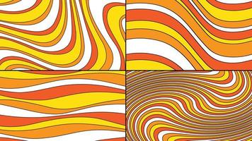 abstract wavy yellow orange retro mod stripe patterns vector