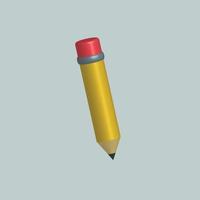 Ilustración de vector 3d de lápiz amarillo.