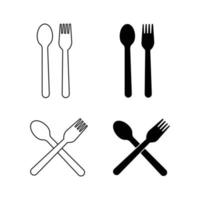 Spoon and fork icon simple style. vector