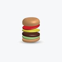 Beef burger with cheese 3d illustration. vector