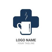 Vector Pharmacy Creative Logo Design Template - Coffee Idea Inspiration Health Symbol