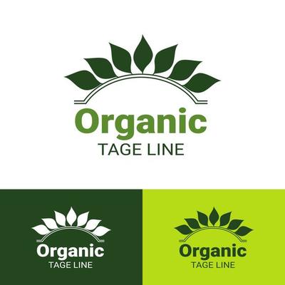 Vector organic label design template - leaf green natural sticker