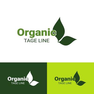 Vector organic label design template - leaf green natural sticker