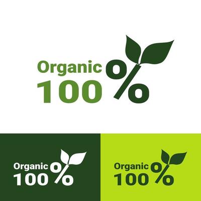 Vector organic label design template - leaf green natural sticker