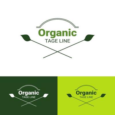 Vector organic label design template - leaf green natural sticker