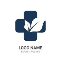 plantilla de diseño de logotipo creativo de farmacia vectorial - símbolo de salud de inspiración de idea de hoja vector