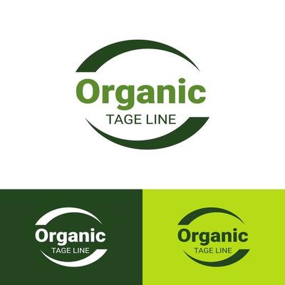 Vector organic label design template - leaf green natural sticker